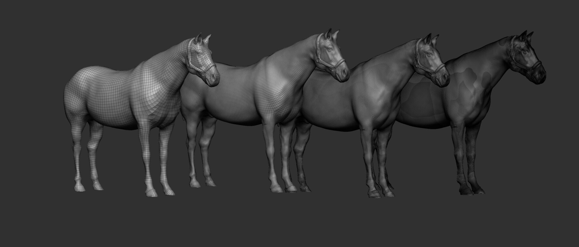 advertising vfx 3d scanning in commercials Visualskies Ltd horse 04 wireframe