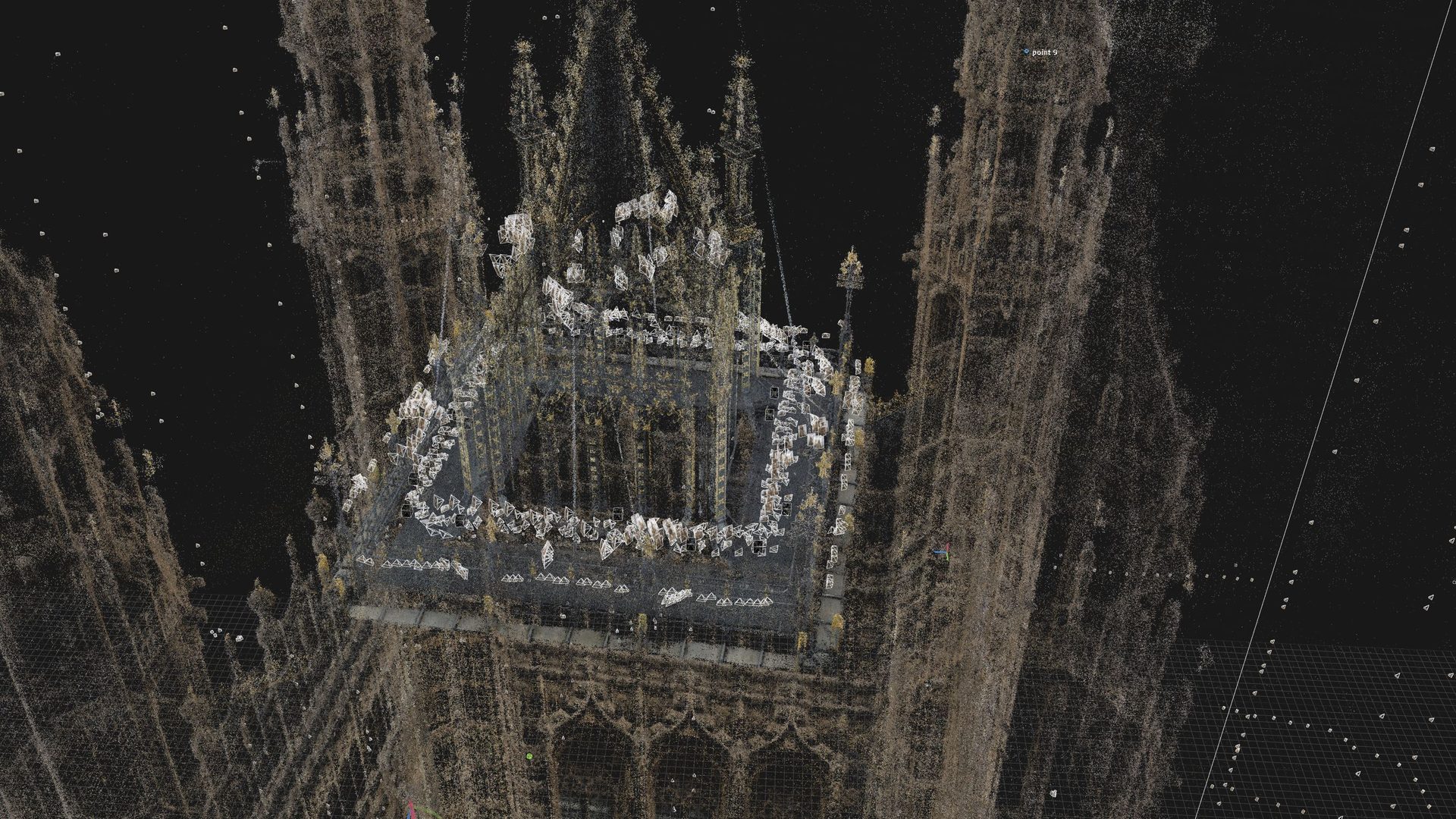 RealityScan camera positions aligned to a LiDAR point cloud of the Victoria Tower, Houses of Parliament