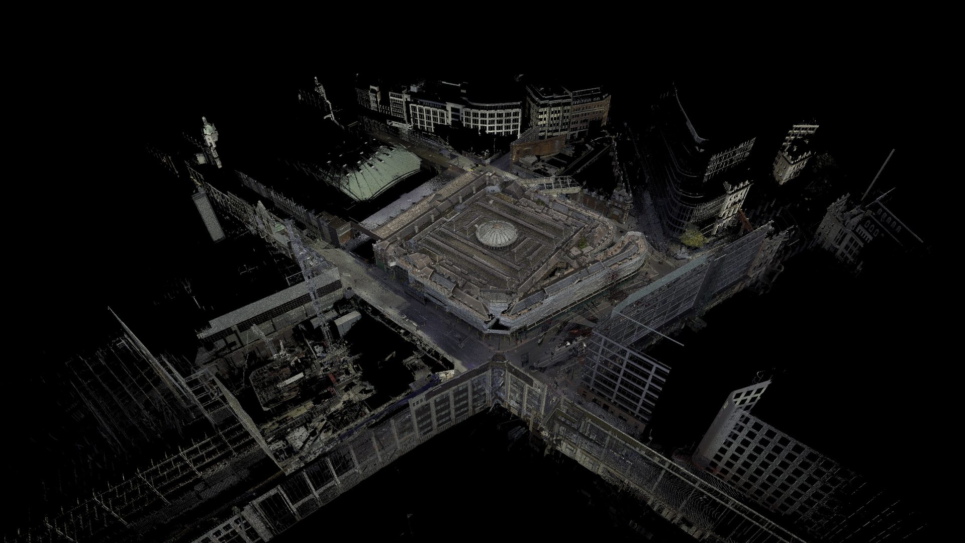 LiDAR point cloud of Smithfield Market and the surrounding streets in London