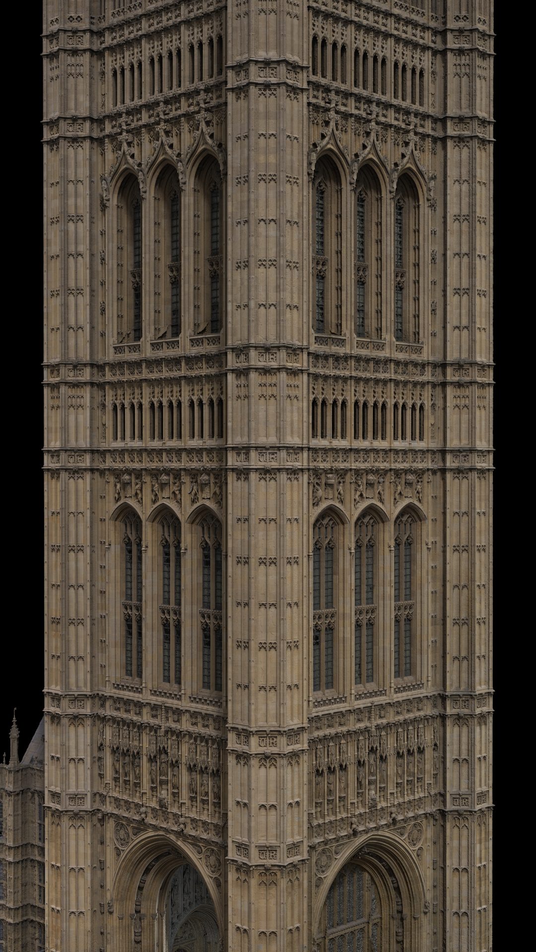 Textured digital double of the Victoria Tower, Houses of Parliament