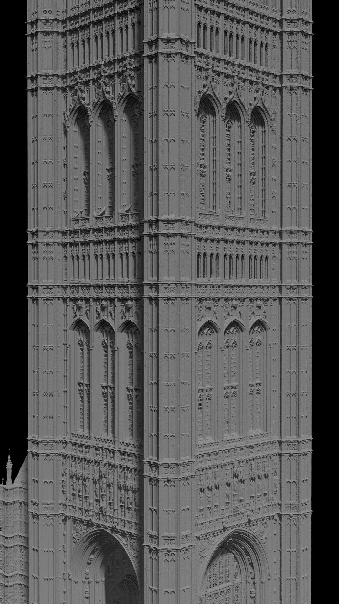 Untextured mesh of the Victoria Tower reconstructed from combined LiDAR and photogrammetry